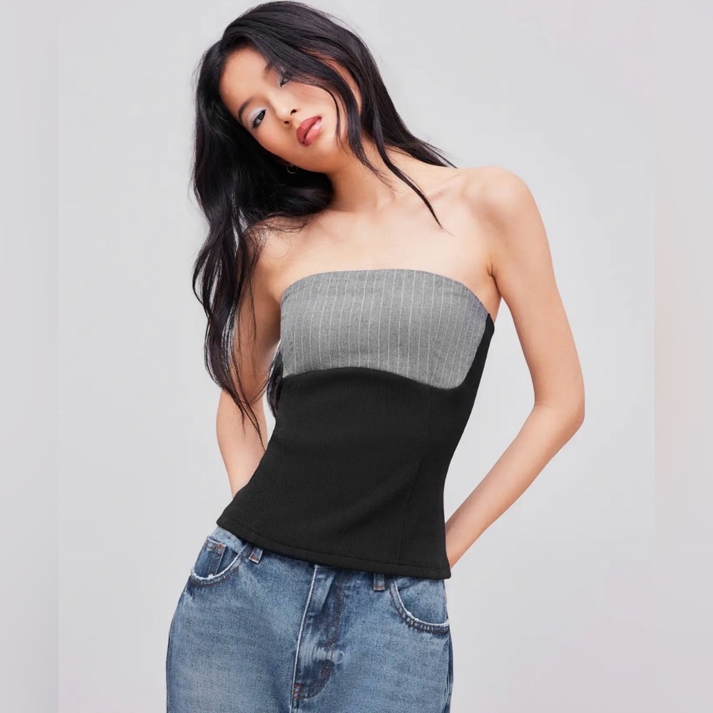 Strapless Striped Two Tone Tube Top